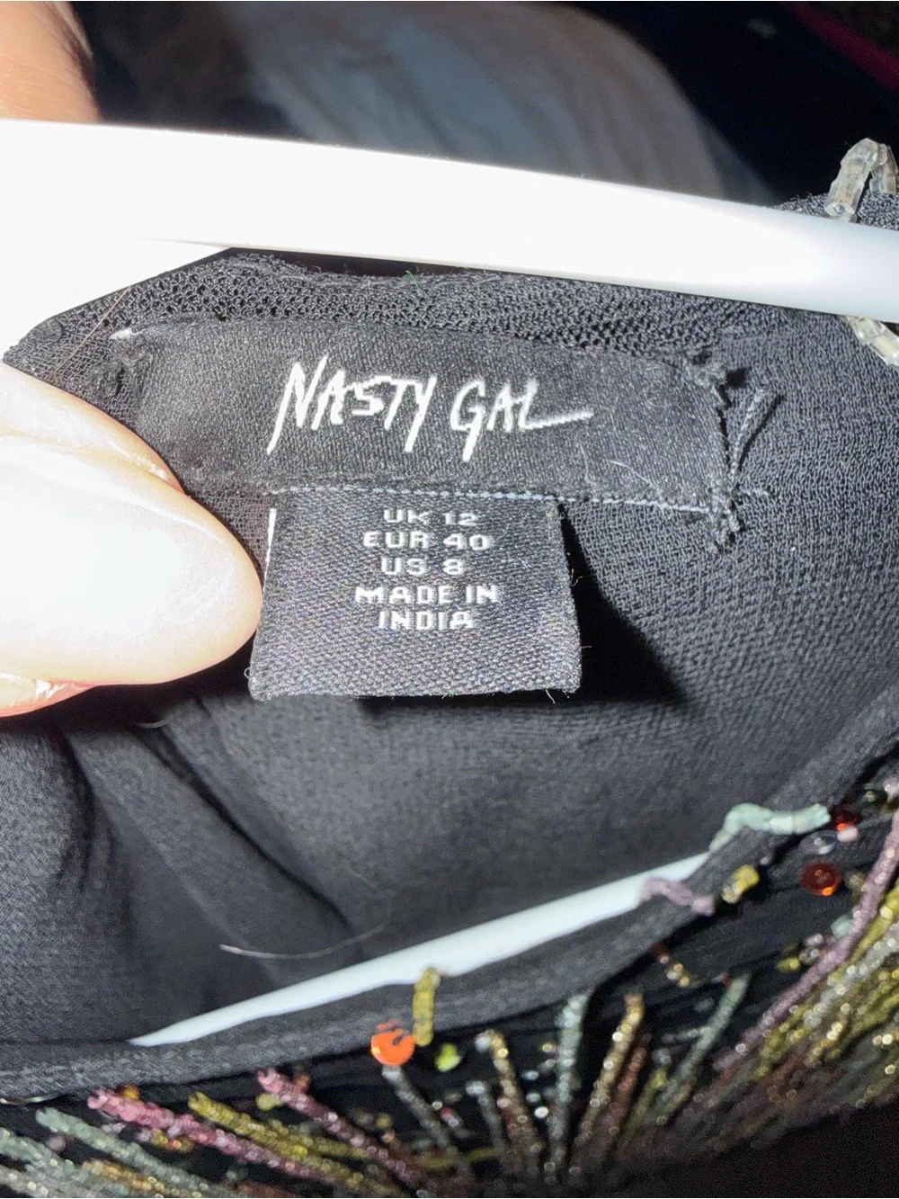 Nasty Gal Black Sequin Fringe Mini Dress with Gold & Pink Accents - Picture 5 of 5